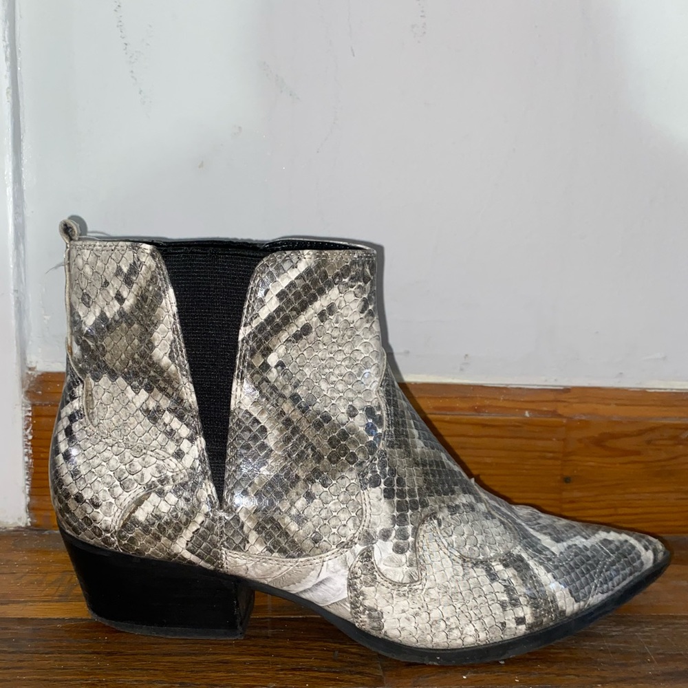 Snake print ankle boots